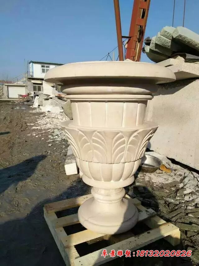 石花钵雕塑，欧式花盆石雕