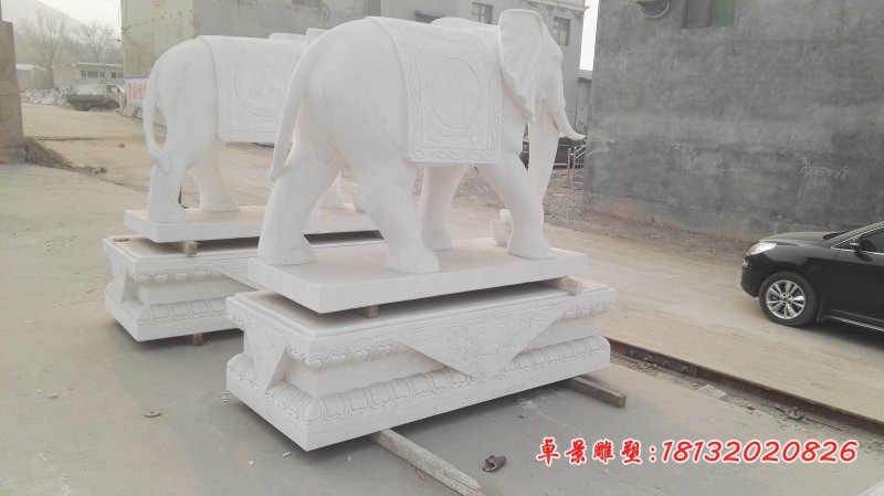石头大象雕塑，汉白玉石雕大象 (3)