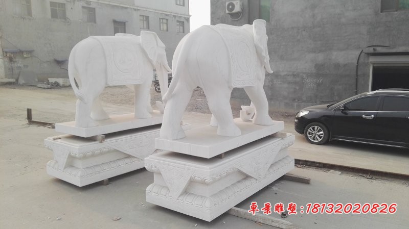 石头大象雕塑，汉白玉石雕大象 (4)