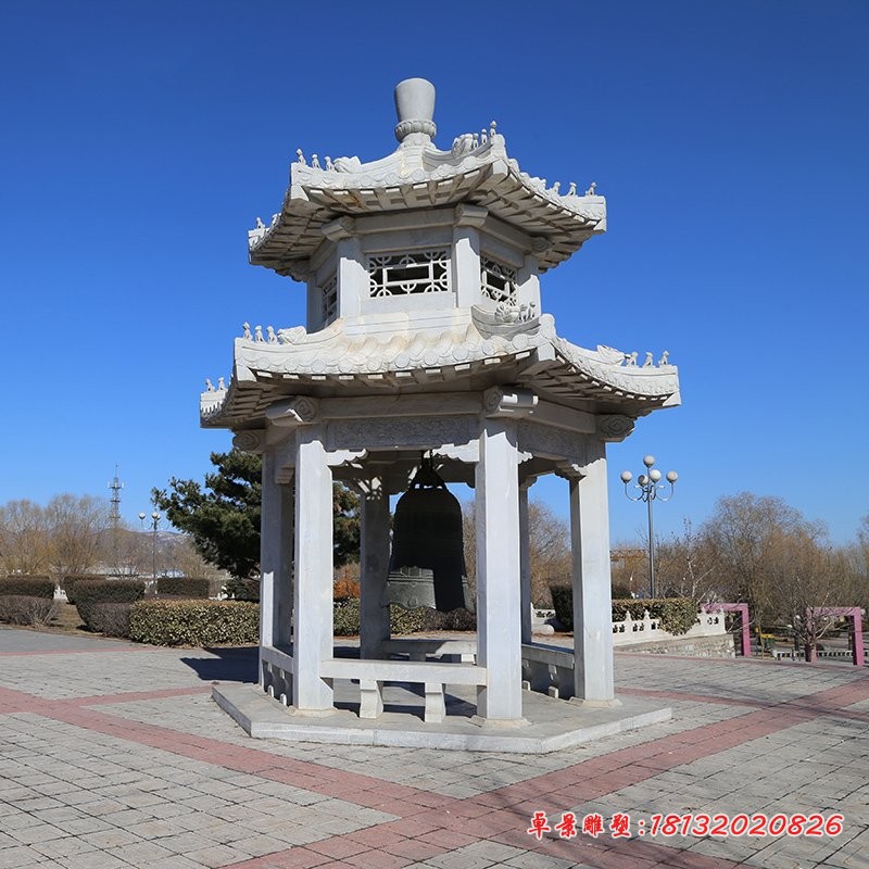 双层亭子石雕，大理石凉亭 (2)