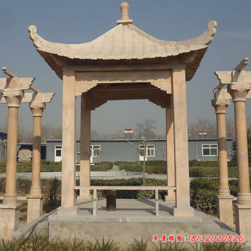 四角凉亭石雕 (3)