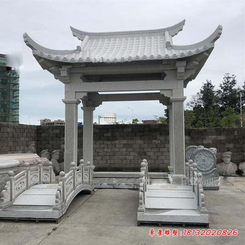 四角凉亭石雕 (2)