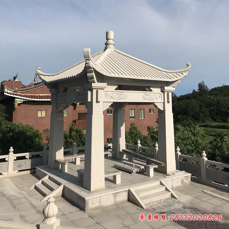 四角凉亭石雕 (7)