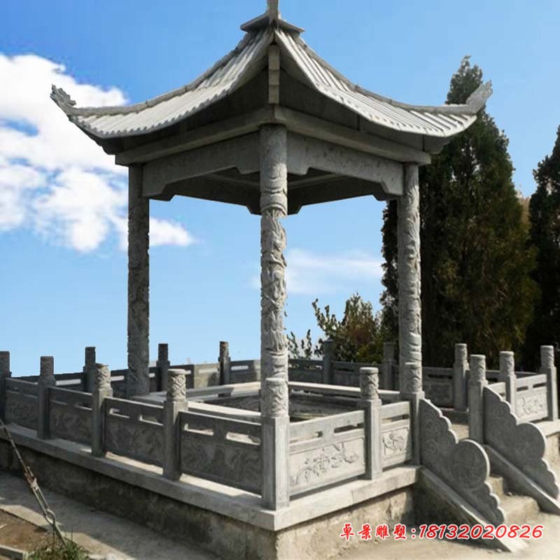 四角凉亭石雕 (9)