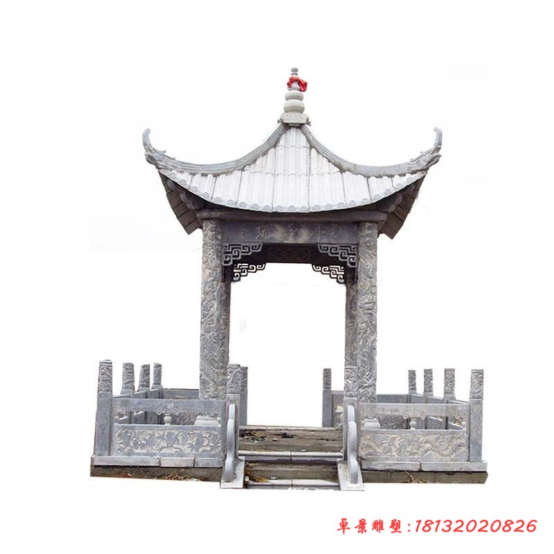 四角凉亭石雕 (5)