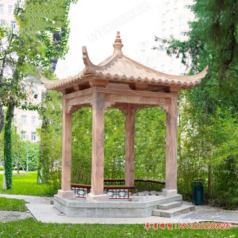 四角凉亭石雕 (11)