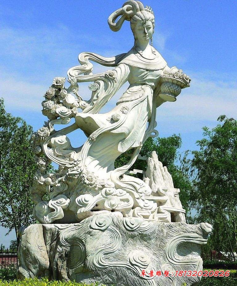 天女散花石雕，仙女石雕