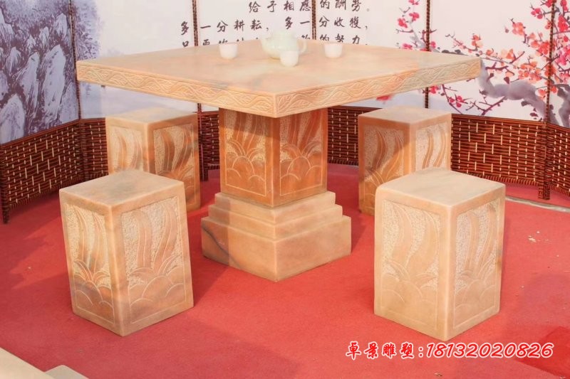庭院大理石方形桌椅凳石雕