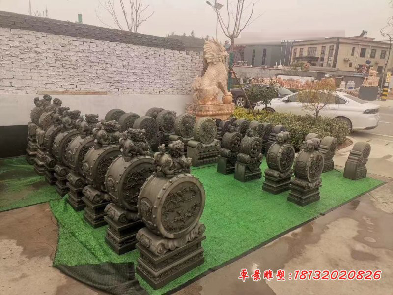 庭院门口大理石门墩雕塑