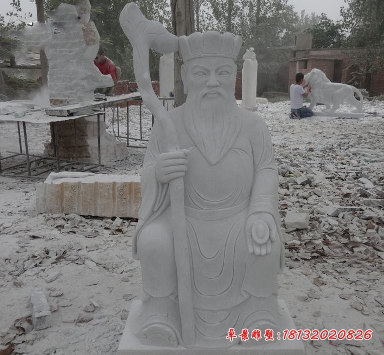 土地公石雕，汉白玉神仙雕塑
