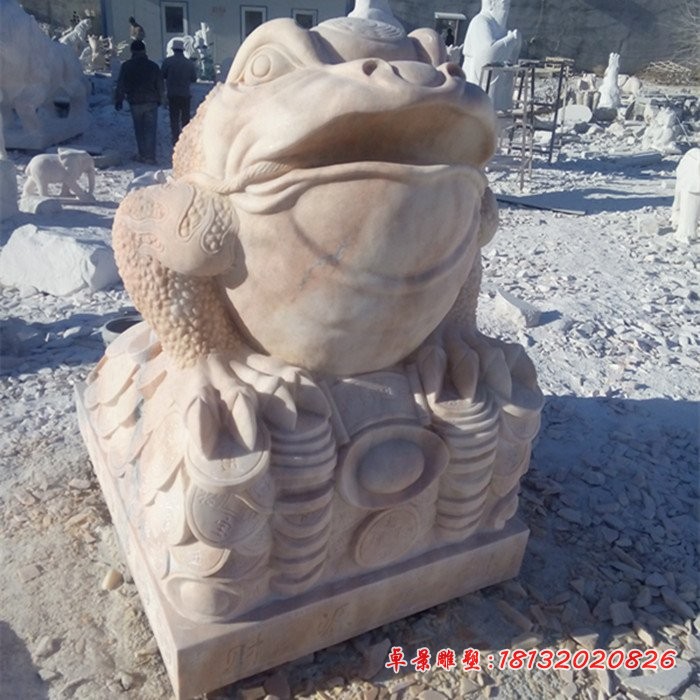 晚霞红金蟾，招财金蟾石雕 