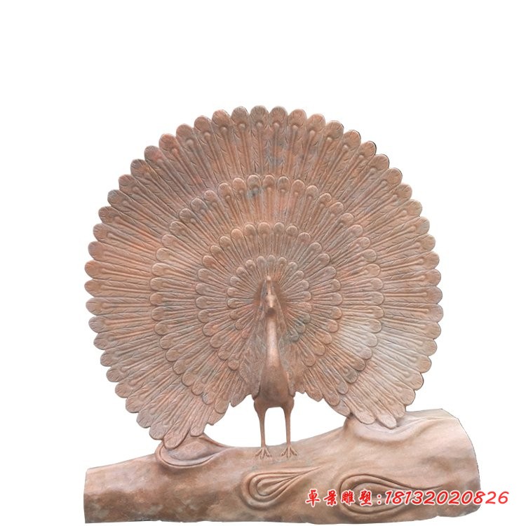 晚霞红孔雀石雕