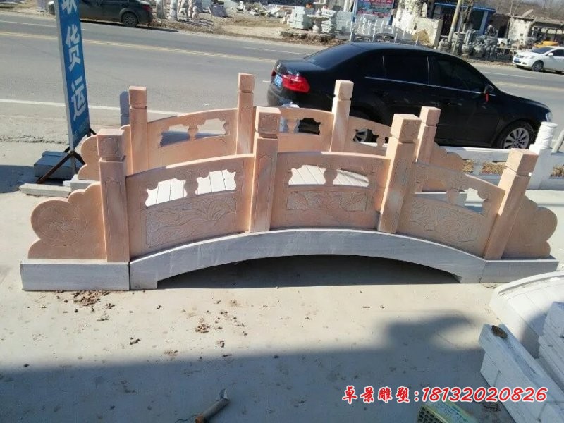 晚霞红小桥石雕，石雕拱桥