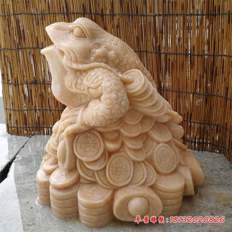 晚霞红招财金蟾，动物石雕