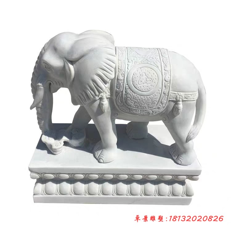 鼻卷如意吉祥大象石雕