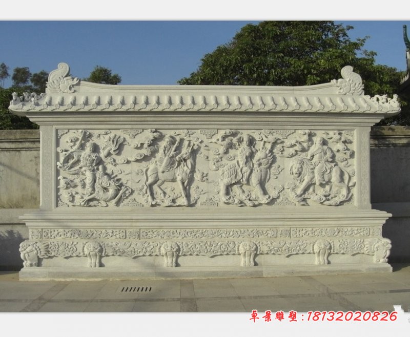 大理石八仙浮雕石影壁