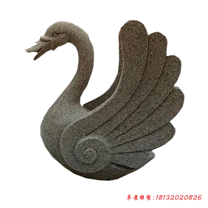 大理石抽象喷水天鹅石雕 (3)