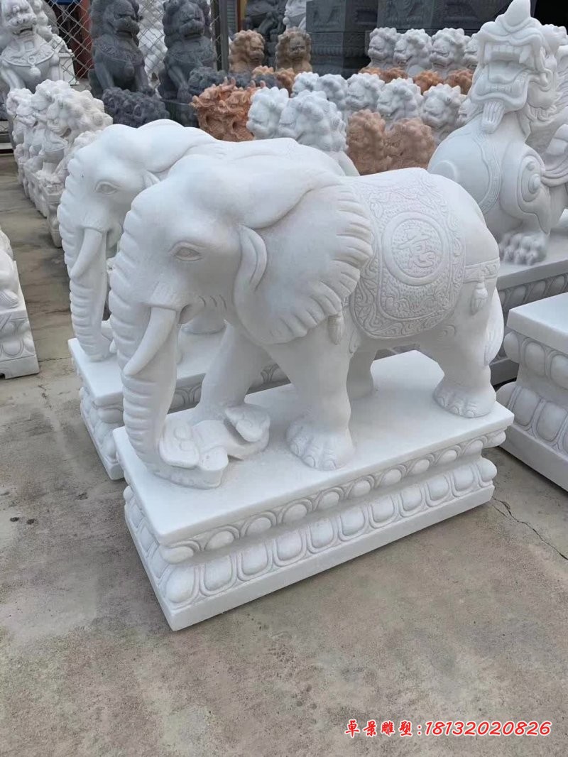汉白玉吉祥如意小象石雕 (3)