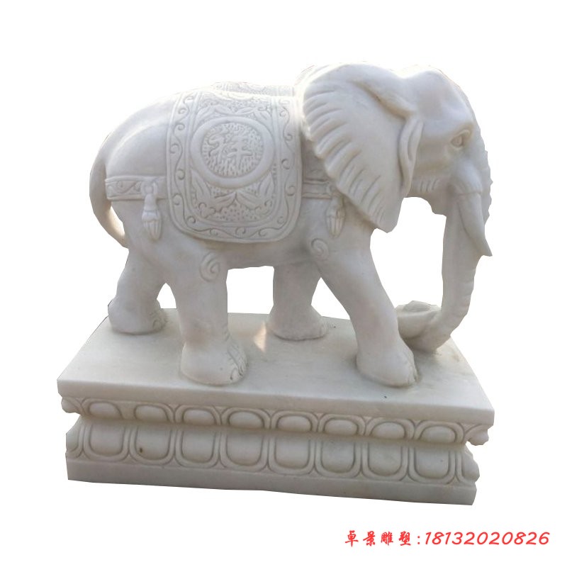 汉白玉吉祥如意小象石雕