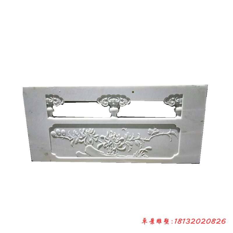 汉白玉菊花浮雕石栏板