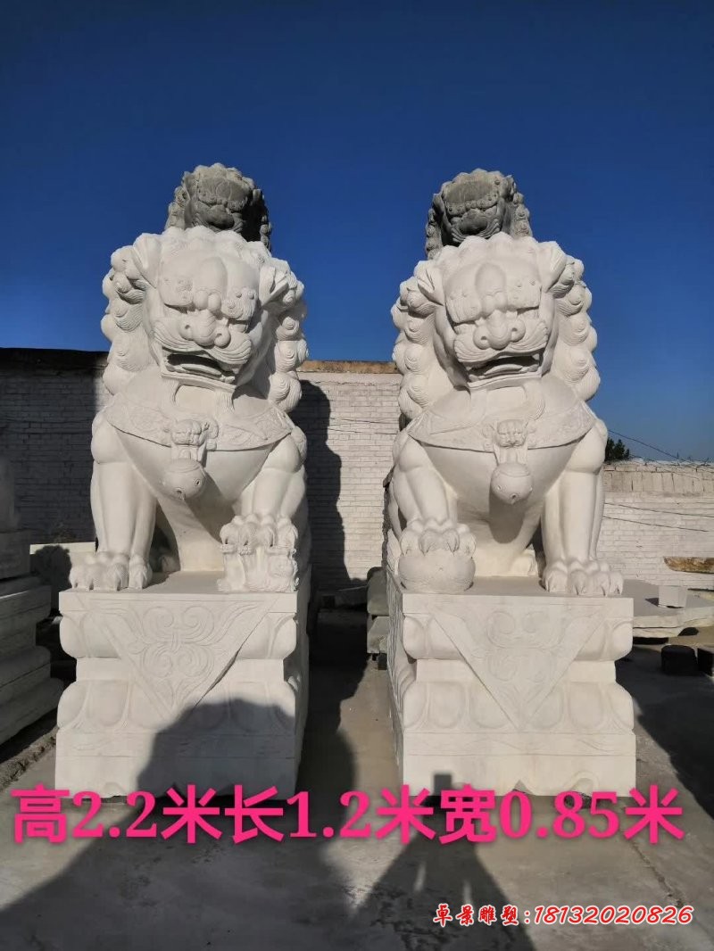 汉白玉看门狮子石雕