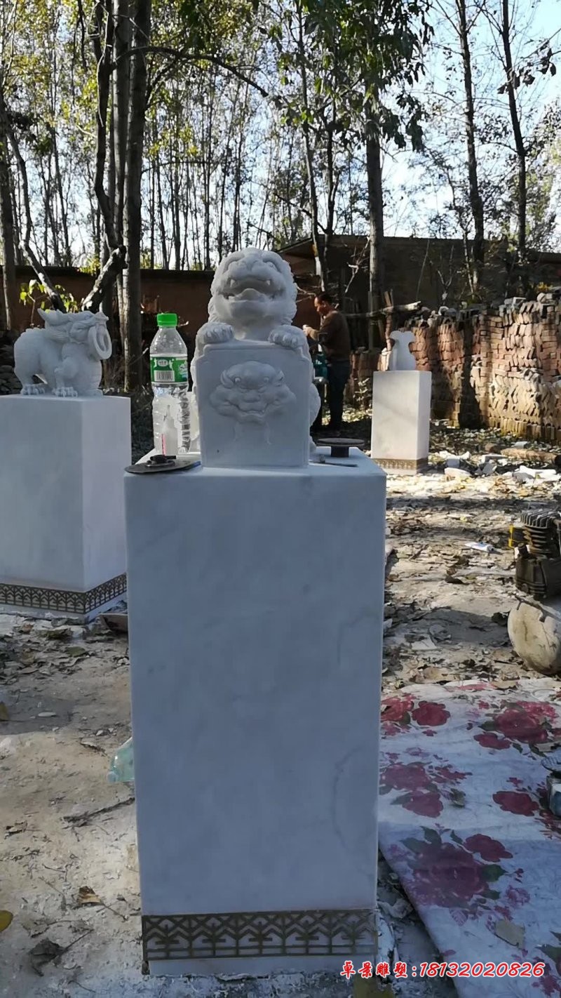 汉白玉龙生九子石雕 (2)