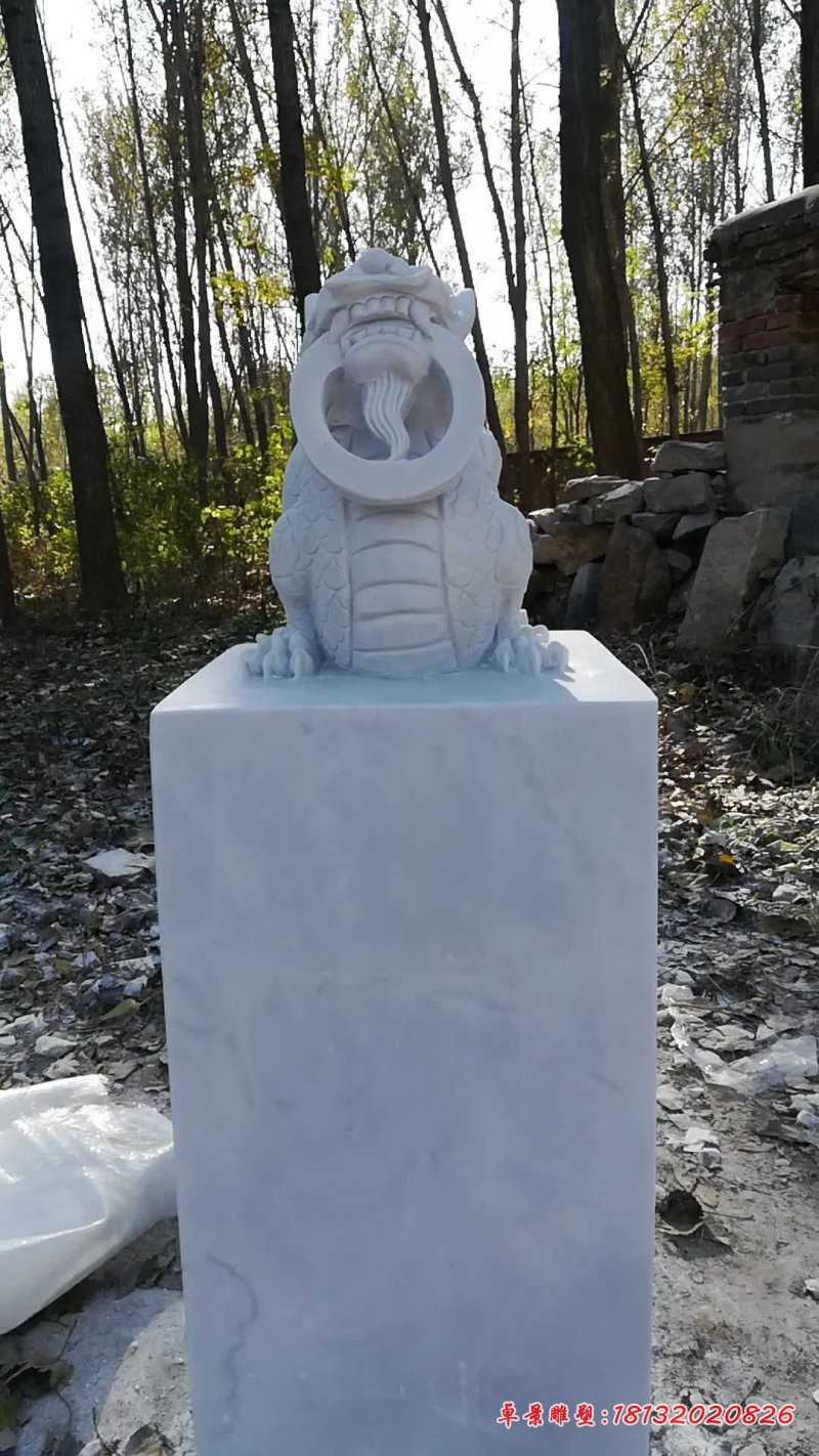 汉白玉龙生九子石雕 (5)