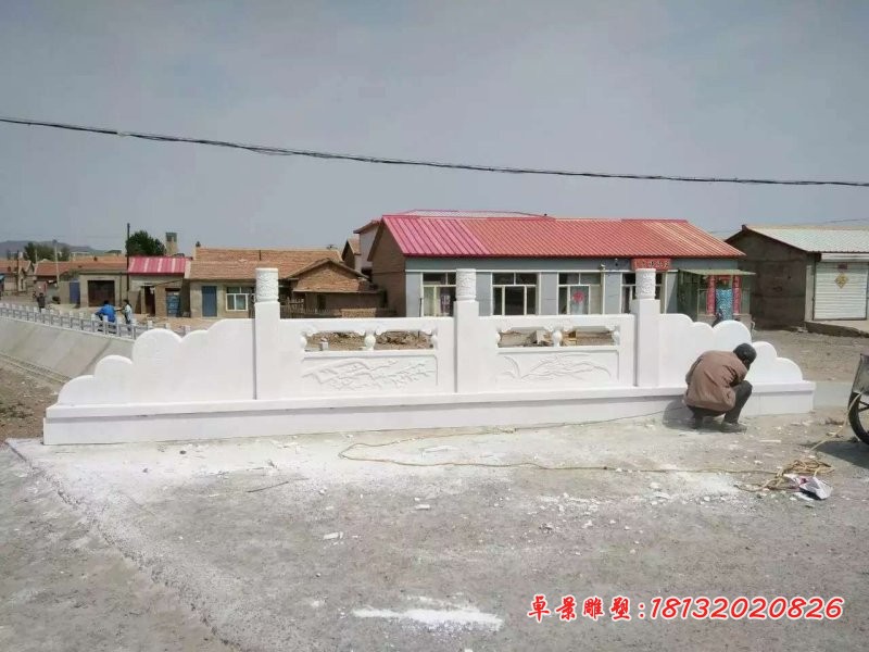 汉白玉梅兰竹菊浮雕石栏板