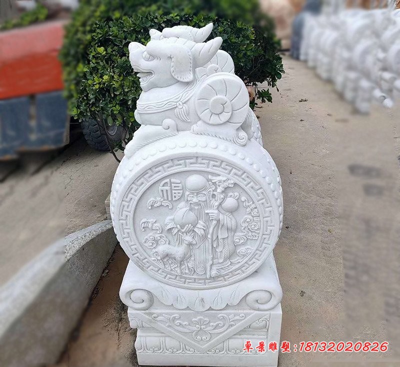汉白玉门口招财貔貅石雕