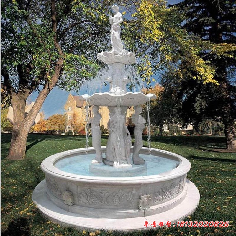 汉白玉欧式双层喷泉石雕