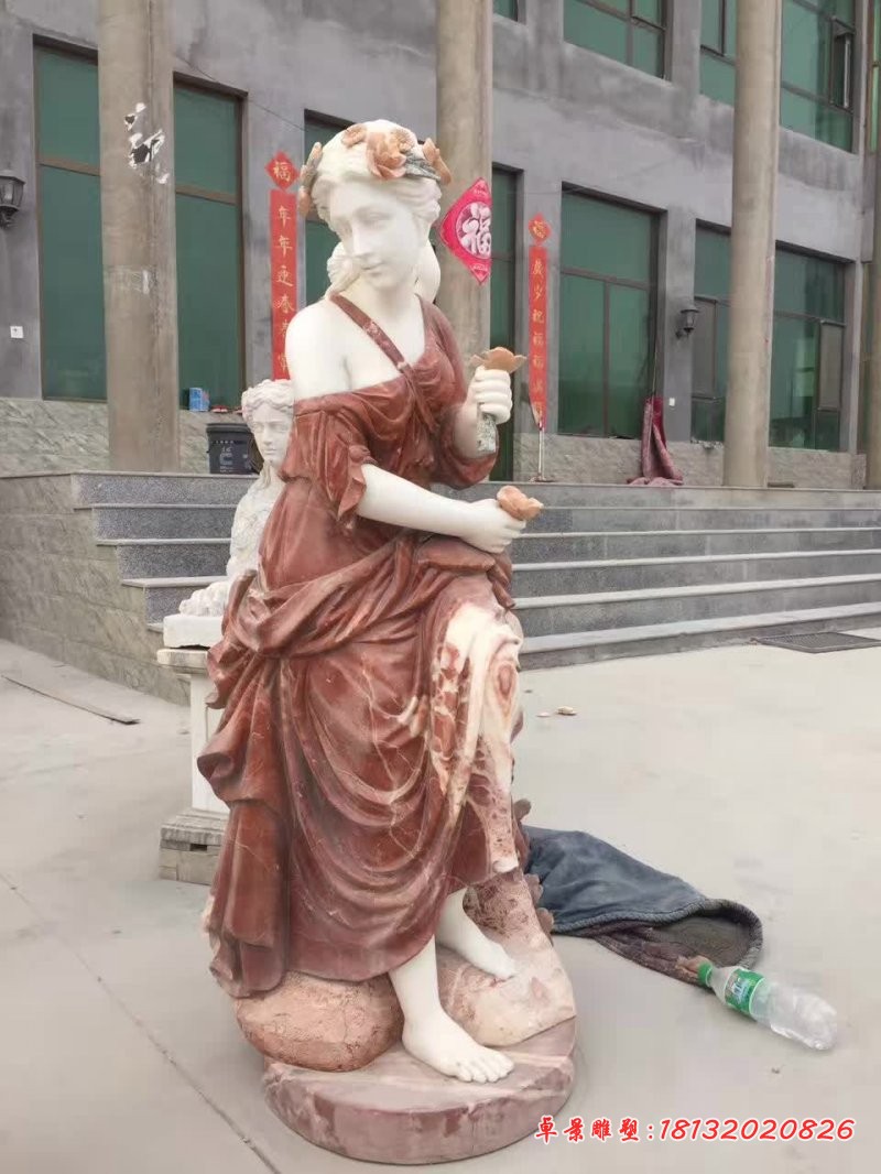 汉白玉拼接西方美女石雕