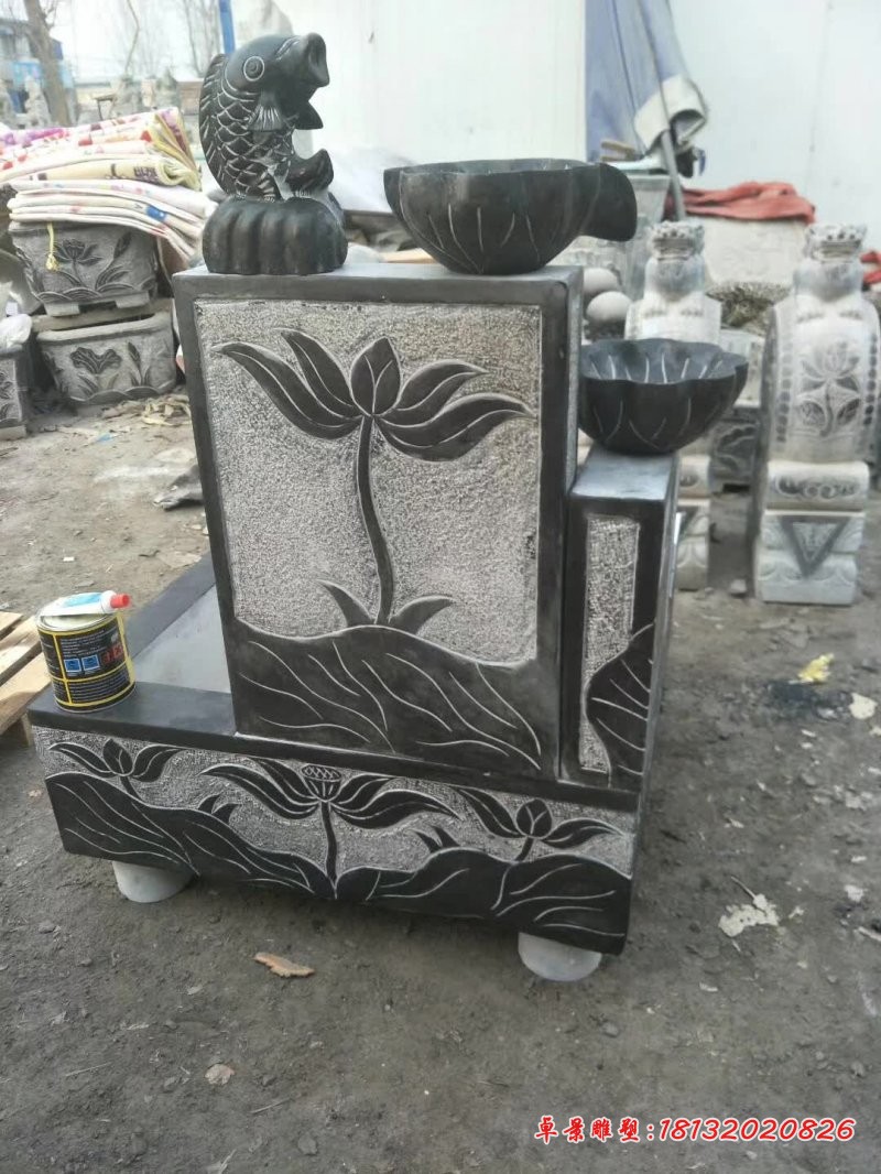 荷塘月色鲤鱼荷花流水石槽 (6)