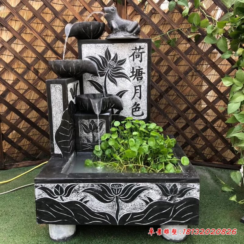 荷塘月色喷水青蛙石水槽