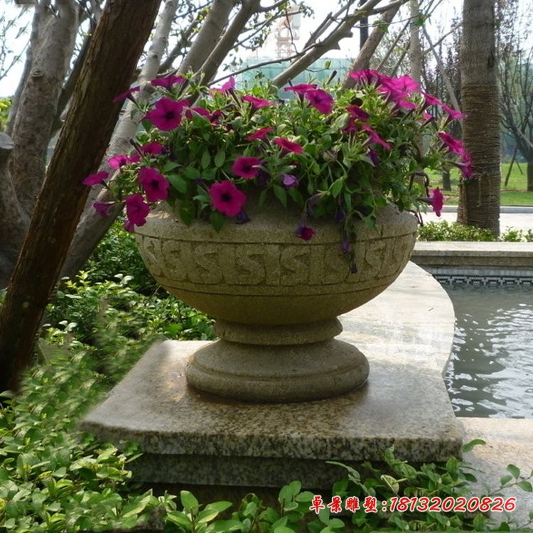 花岗岩花盆石雕