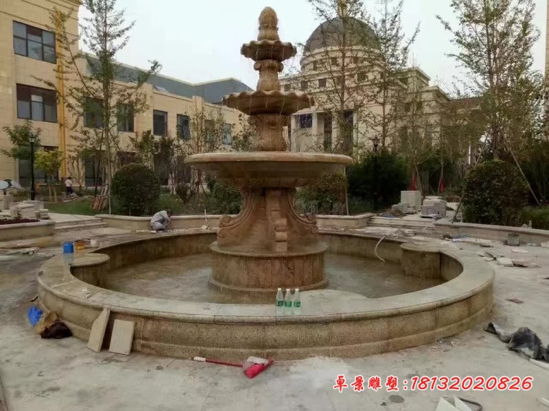 花岗岩三层欧式喷泉石雕