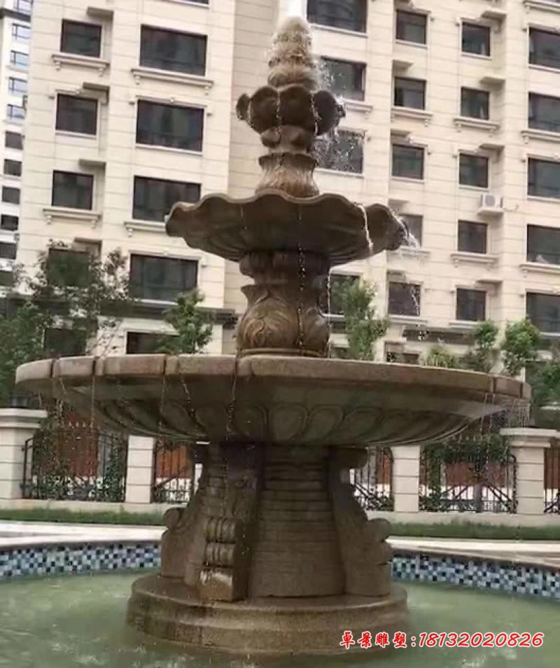 花岗岩三层喷泉石雕 (2)