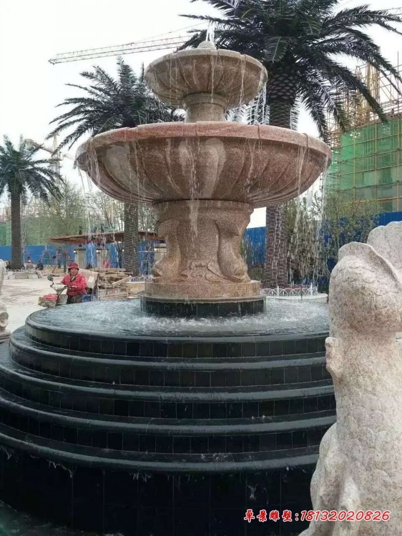 花岗岩双层喷水盆石雕 (3)