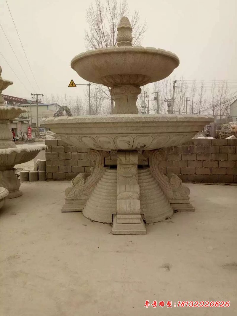 简约双层喷泉石雕