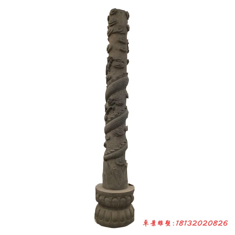 景区仿古龙柱石雕