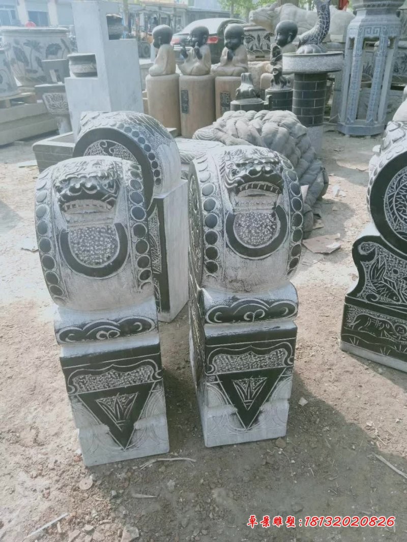 青石仿古狴犴抱鼓石 (4)