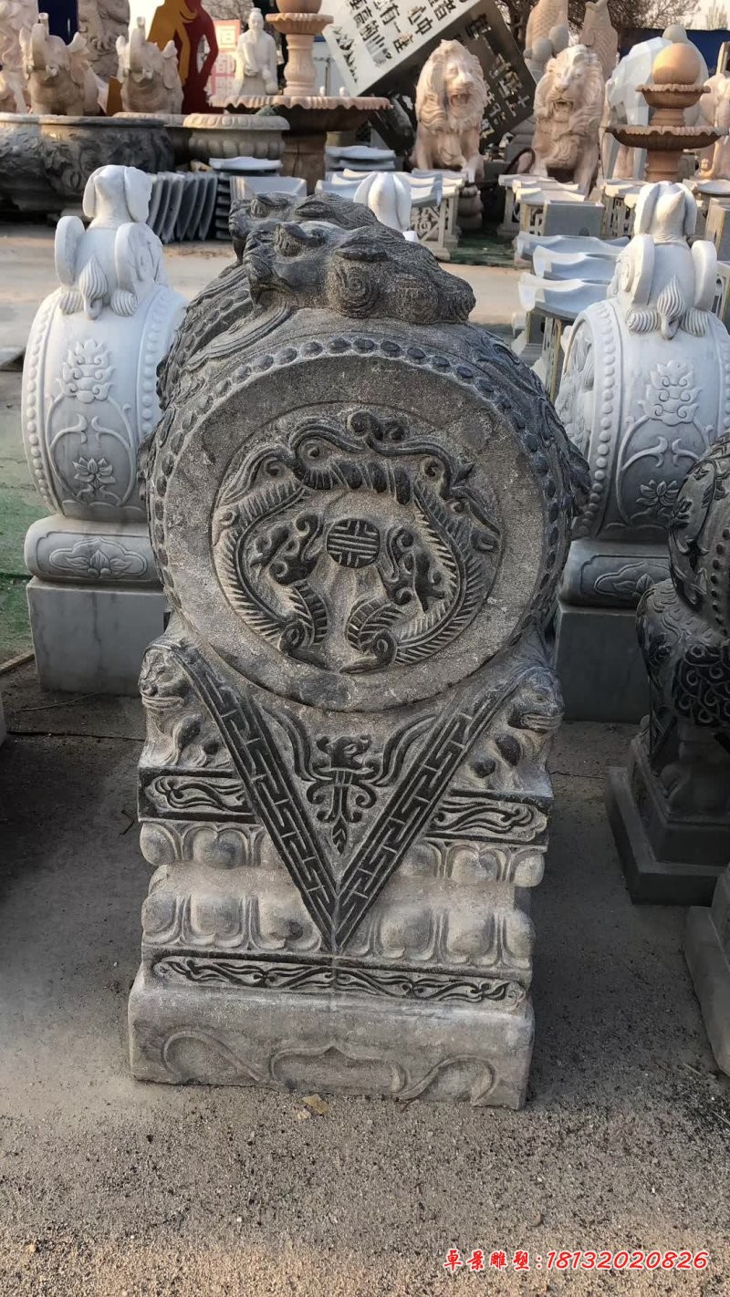 青石仿古狴犴抱鼓石 (5)