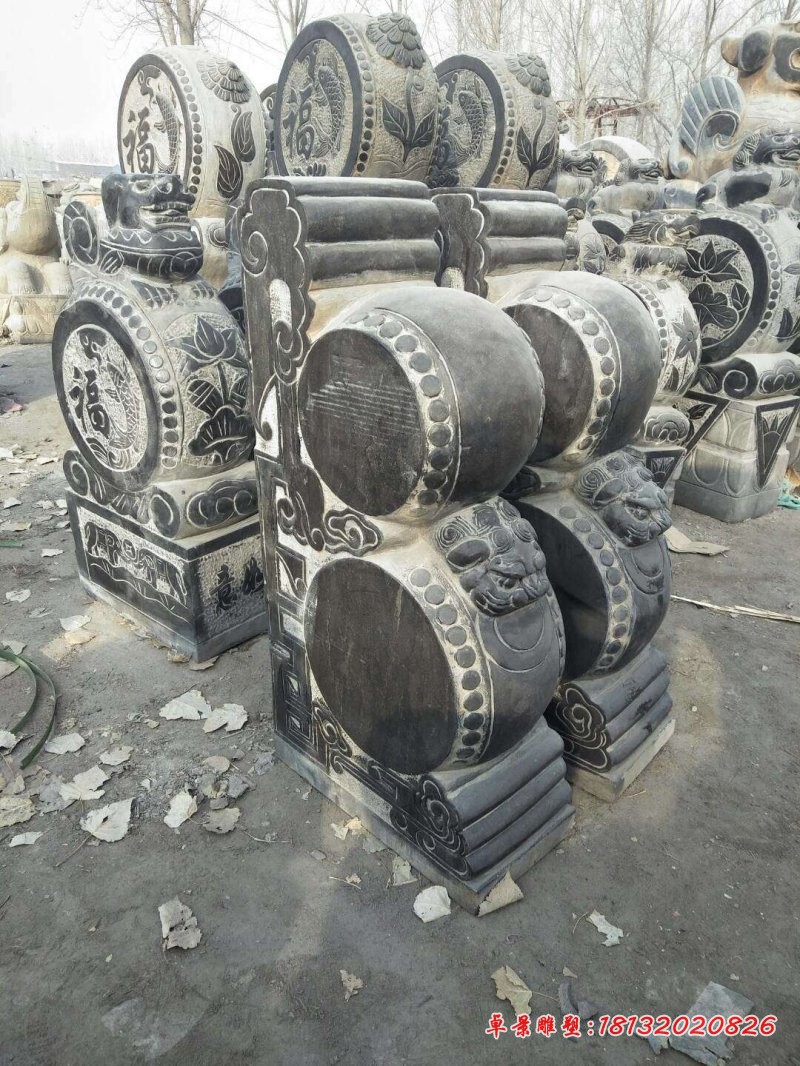 青石仿古空白石门墩