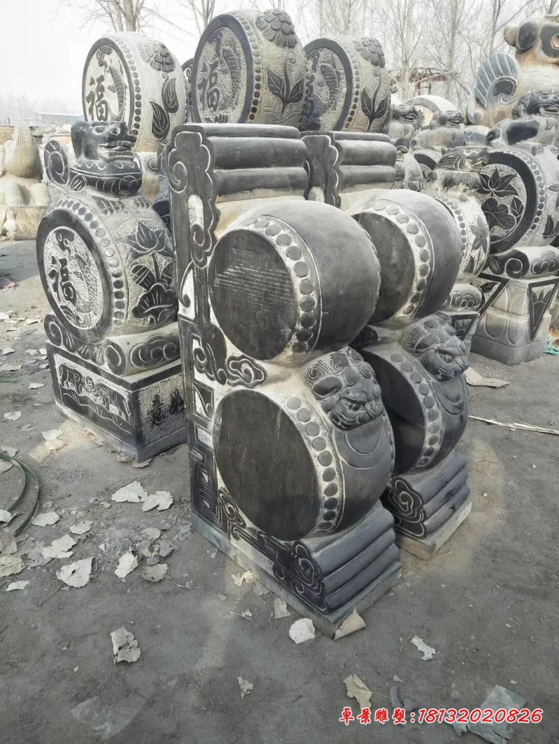 青石仿古空白石门墩