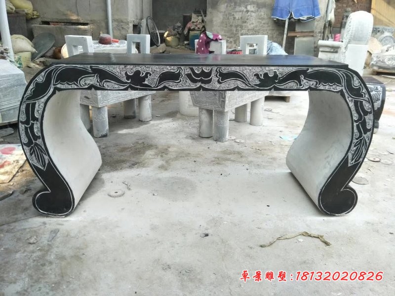 青石长条供桌石雕 (2)