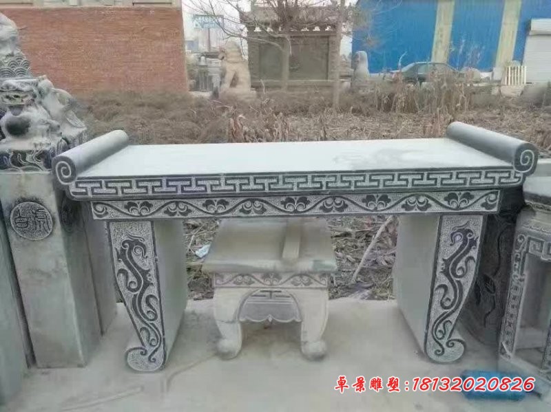 青石长条供桌石雕 (3)