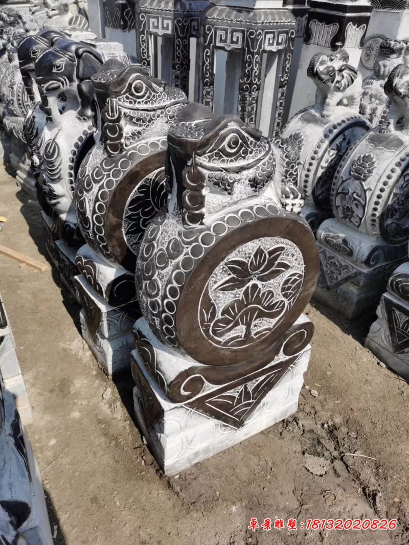 青石招财金蟾石门墩