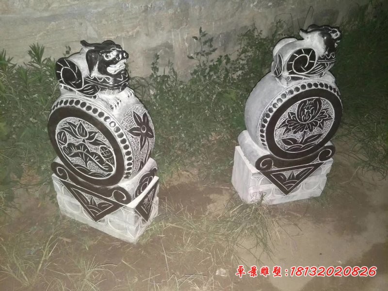 青石招财貔貅仿古石门墩