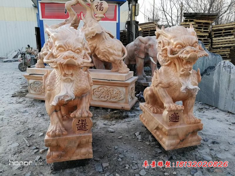 日进斗金麒麟石雕