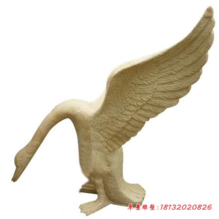 砂岩展翅天鹅石雕