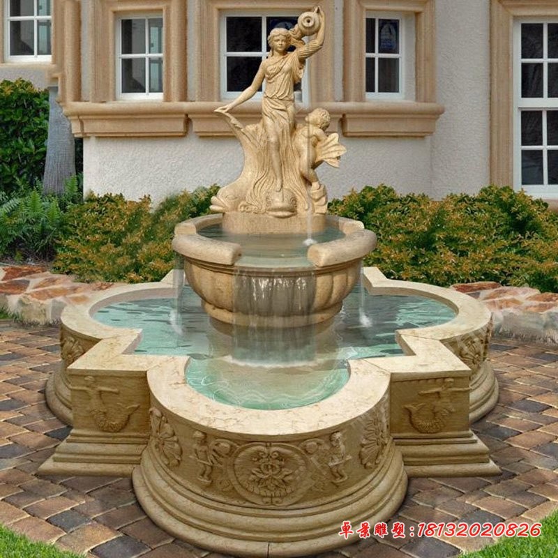 砂岩西方美女喷泉石雕